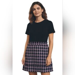 Ted Baker London Multicolor Black and Pink Tweed Dress